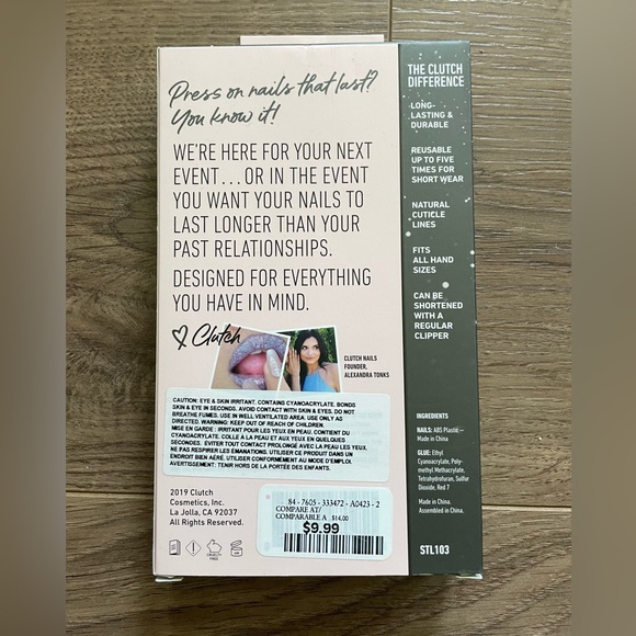 Clutch Nails High Maintenance Reusable Stiletto Nails in Black with Gems. NWT - Picture 2 of 3